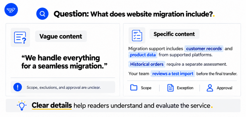 Vague vs specific migration comparison